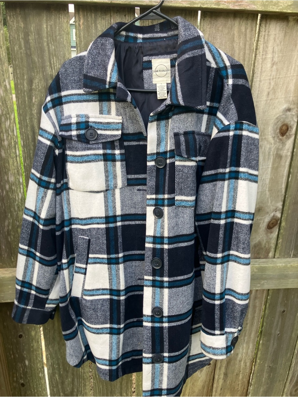 Men's Blue Plaid Wool-Blend Pea Coat - Pine Valley